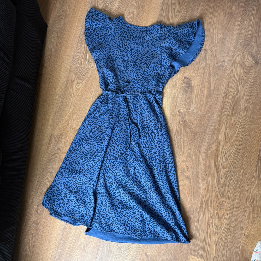 NWT GAP Blue Leopard Print Midi Dress XS Petite - Picture 5 of 7